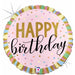 Pastel Stripes Happy Birthday Holographic Foil Balloon, 18 Inch