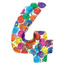 Party Megaloons Number 4 Balloon, 40 Inch