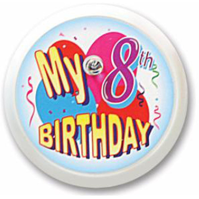"8Th Birthday Blinking Button - 2 Inch"