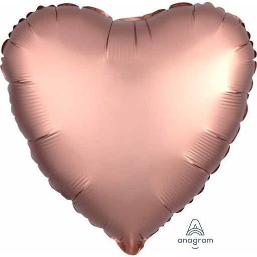 Rose Copper Satin Luxe Heart Foil Balloon, 18 Inch