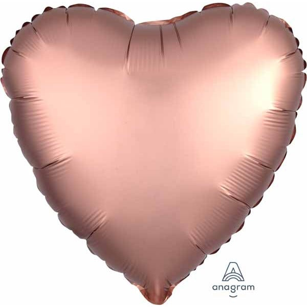 Rose Copper Satin Luxe Heart Foil Balloon, 18 Inch