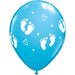 Baby Footprints & Hearts 11-Inch Latex Balloons, 50 Count
