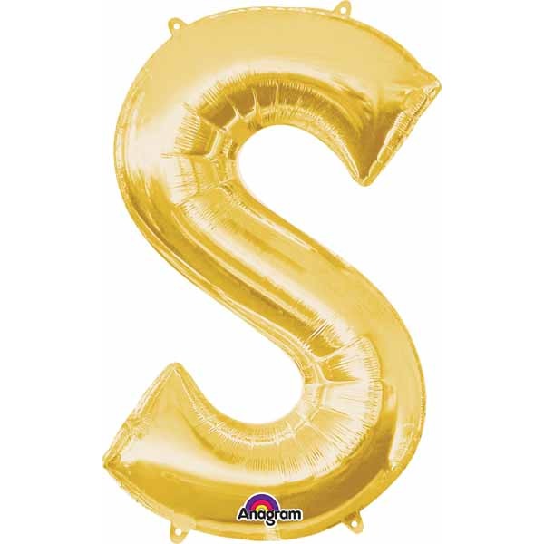 34-Inch Gold Letter S Foil Balloon