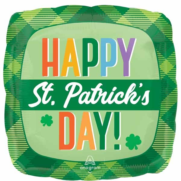 Happy St. Patrick's Day 18-Inch Square Foil Balloon