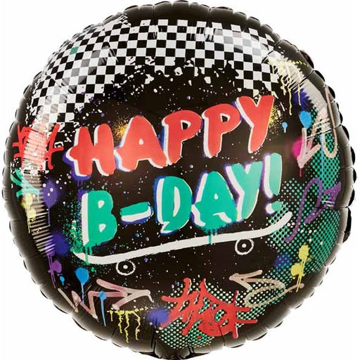 Skater Party Birthday 18-Inch Round Foil Balloon