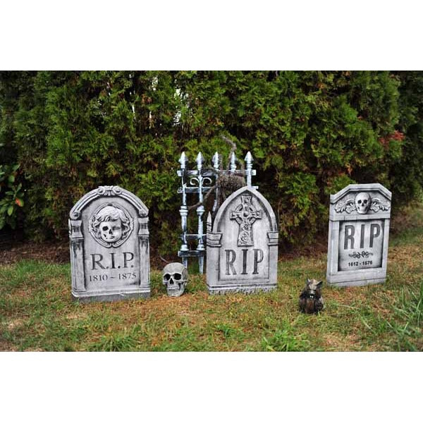 22-Inch Photoreal Skull Halloween Tombstone