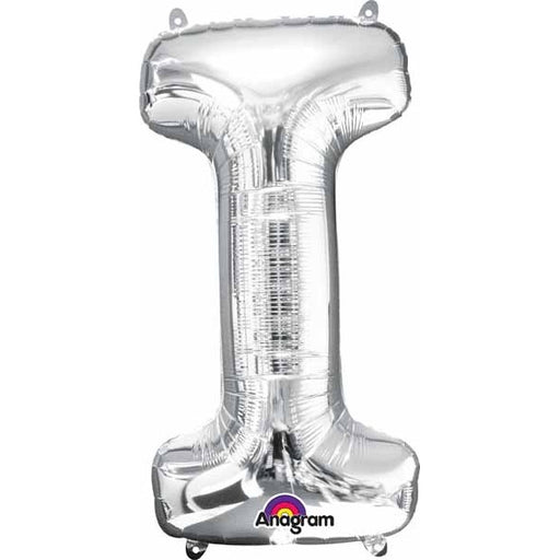 34-Inch Silver Letter I Foil Balloon