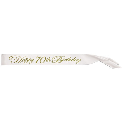 GLTRD HAPPY 70TH 33" X4" SATIN SASH