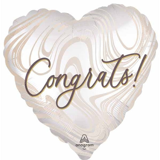 Marble Congrats Heart Foil Balloon, 28 Inch