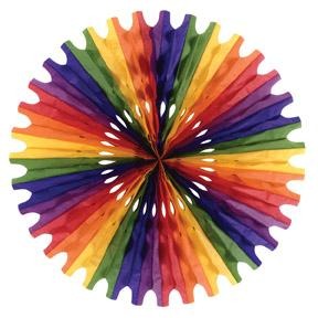 25-Inch Rainbow Tissue Paper Fan Decoration