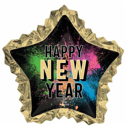 Happy New Year Glow Star 34-Inch Foil Balloon