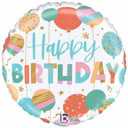 Happy Birthday Balloons 18" Round Foil Balloon