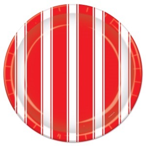 Red & White Striped 9-Inch Plates, 8-Pack