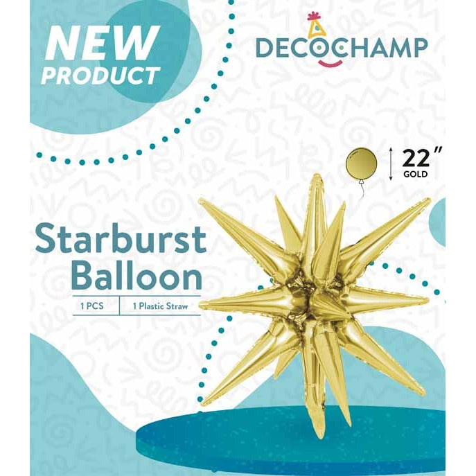 DecoChamp Gold Starburst Foil Balloon, 22 Inch