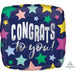 Congrats Stars Navy 18" Square Foil Balloon