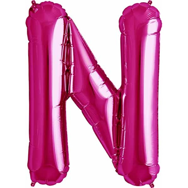 34 Inch Magenta Letter N Balloon