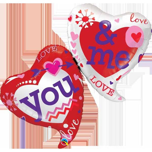 You & Me Two Hearts 42-Inch Foil Balloon