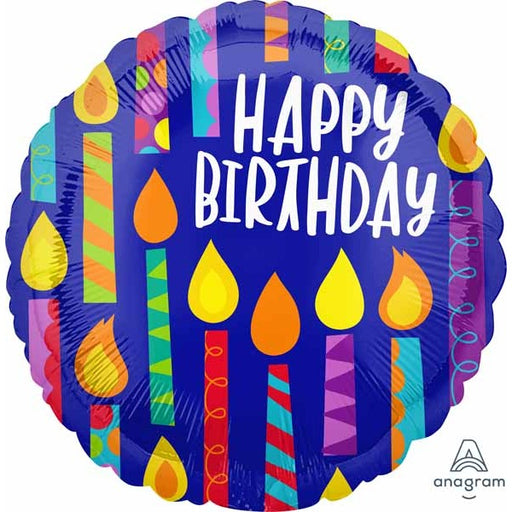 Happy Candles Happy Birthday 18-Inch Round Foil Balloon