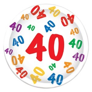 Number 40 Party Plates, 8 Pack