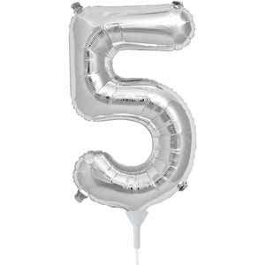 16 Inch Silver Number 5 Balloon