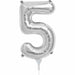 16 Inch Silver Number 5 Balloon