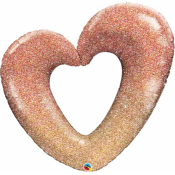Rose Gold Glitter Heart Foil Balloon, 42 Inch