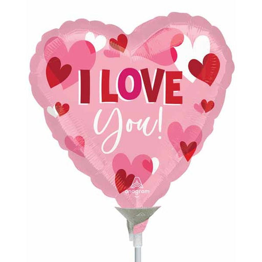 I Love You Playful Hearts 9-Inch Heart-Shaped Foil Balloon