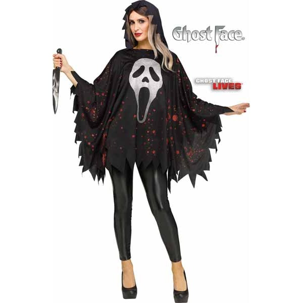 Glittering Ghostface Adult Costume Poncho, One Size