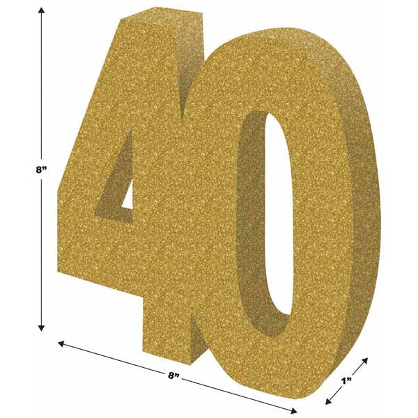Gold 3D Glittered 40 Centerpiece