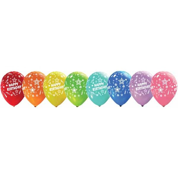 Happy Birthday All-Over Print 12-Inch Latex Balloons, 50 Count