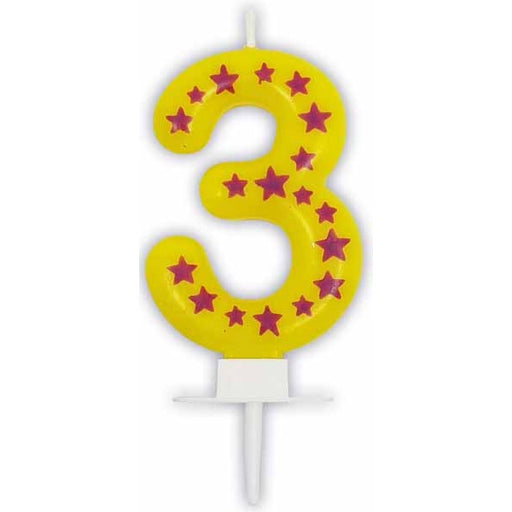Stars Number 3 Birthday Candle