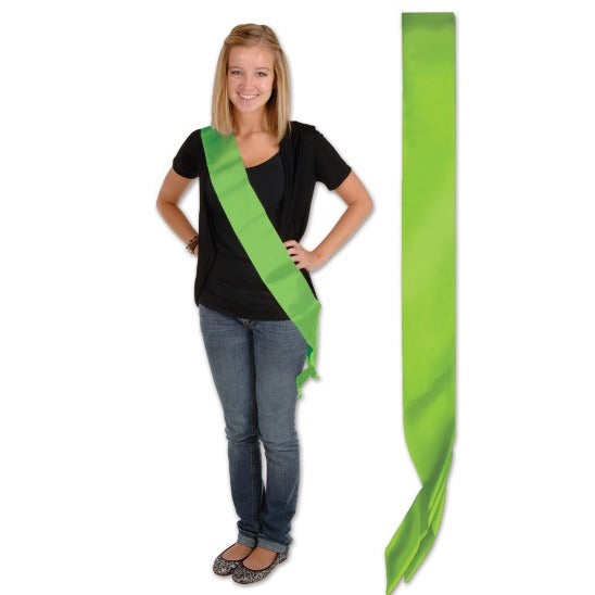 Lime Green Blank Satin Sash for Personalization