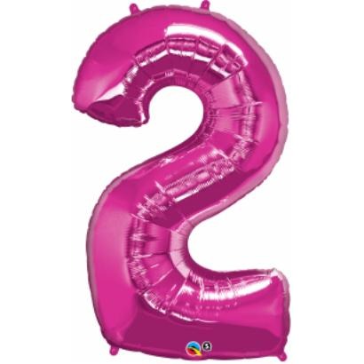 34 Inch Magenta Number 2 Balloon