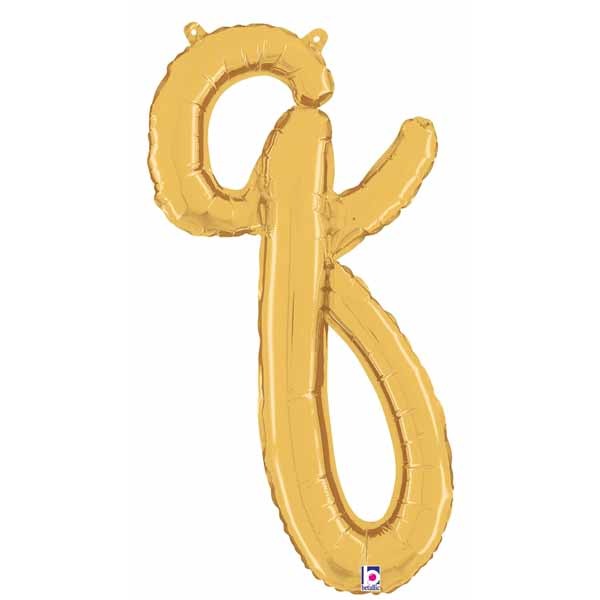 14" Gold Script Letter Q Balloon