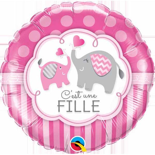 C'est une fille Elephant 18-Inch Round Foil Balloon