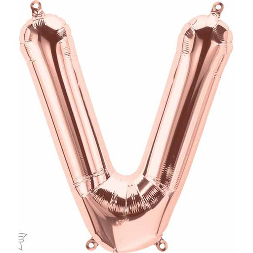 34-Inch Rose Gold Letter V Balloon