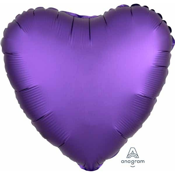 Royal Purple Satin Luxe Heart Foil Balloon, 18 Inch