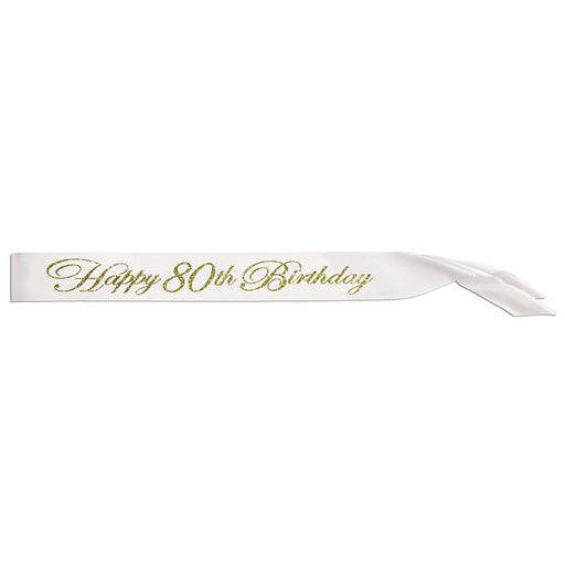 GLTRD HAPPY 80TH 33" X4" SATIN SASH