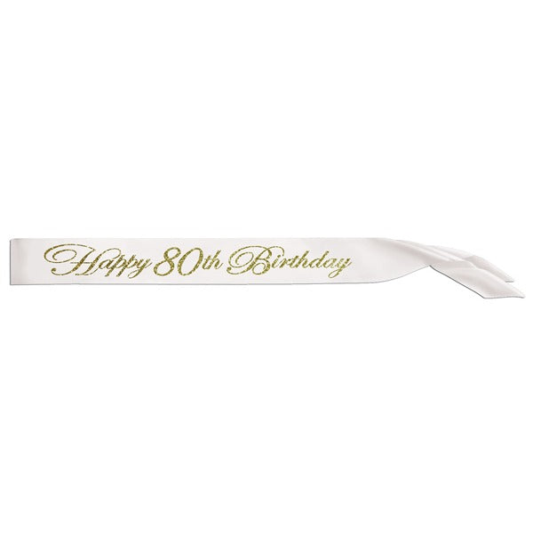 GLTRD HAPPY 80TH 33" X4" SATIN SASH