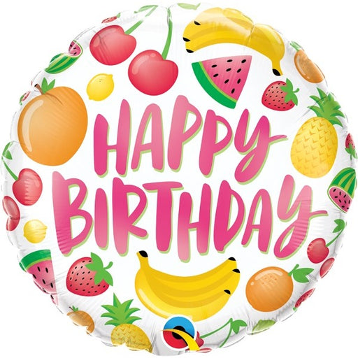 Ballon en aluminium rond de 18 pouces « Birthday Fruits »