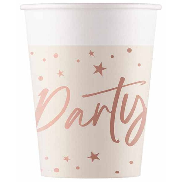 PAPER CUPS 7 OZ 8/PK ROSE GOLD PARTY