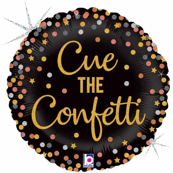 Cue the Confetti 18-Inch Round Holographic Foil Balloon