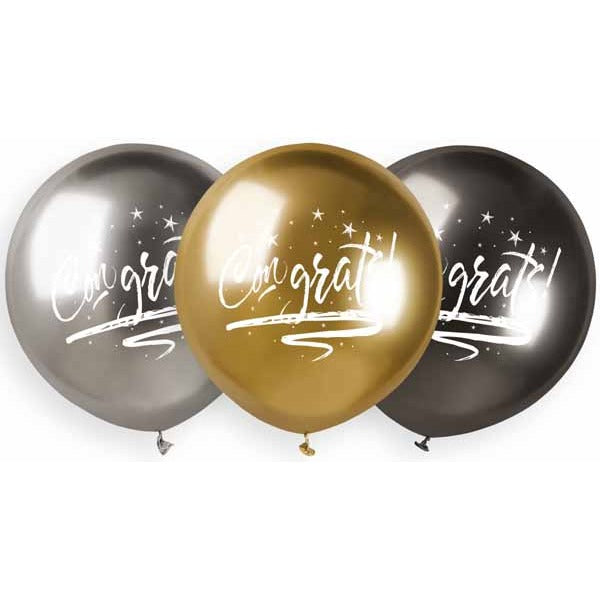 Gemar 19" Shiny Congrats Printed Latex Balloons, 25 Count