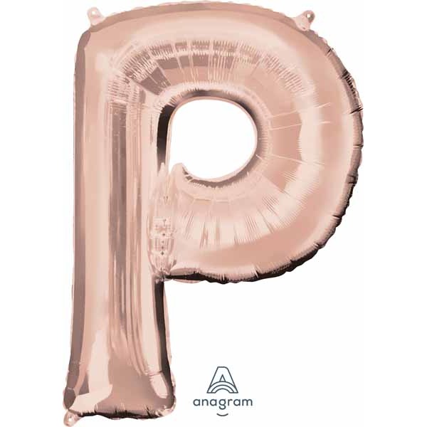 Rose Gold Letter P Balloon, 16 Inch