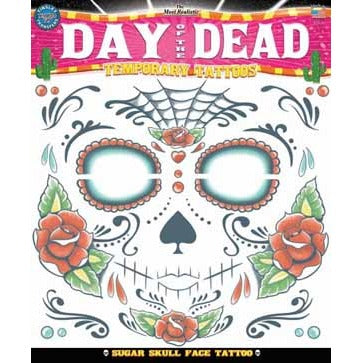 Tinsley Transfers Sugar Skull Face Temporary Tattoos