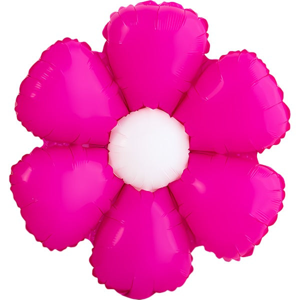 DecoChamp 16-Inch Fuchsia & White Flower Foil Balloons, 4-Pack