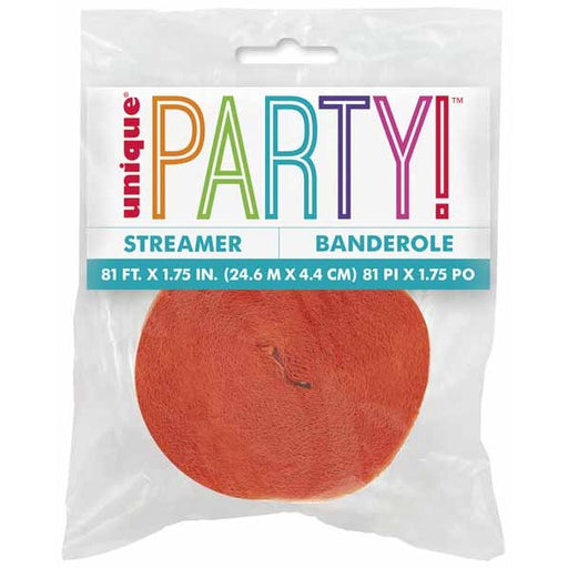 Orange Crepe Paper Streamer, 81 ft
