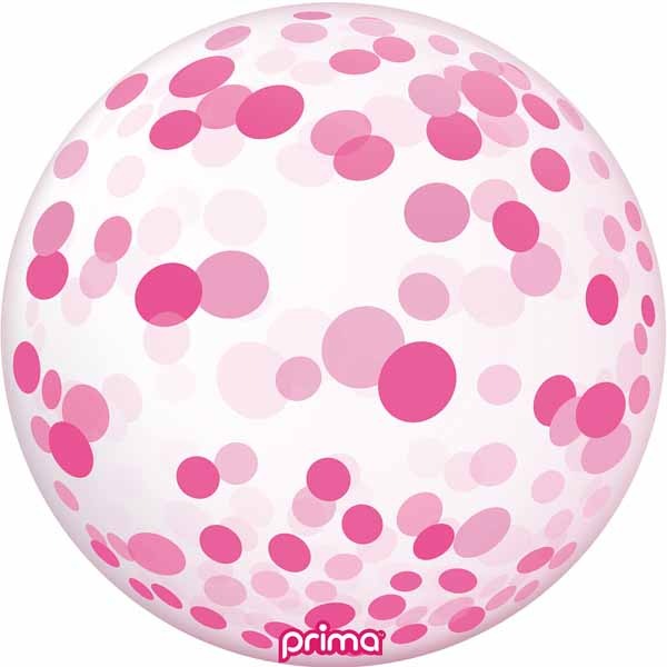 Prima Pink Confetti 20-Inch Sphere Balloon, 1 Pack