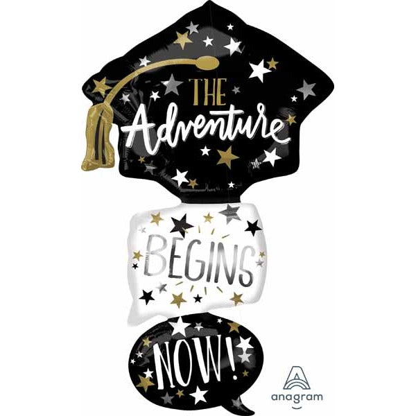 Grad Cap Bubbles 61-Inch Graduation Foil Balloon