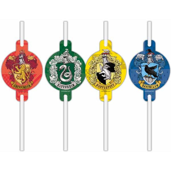 Harry Potter Hogwarts Paper Drinking Straws, 4 Count